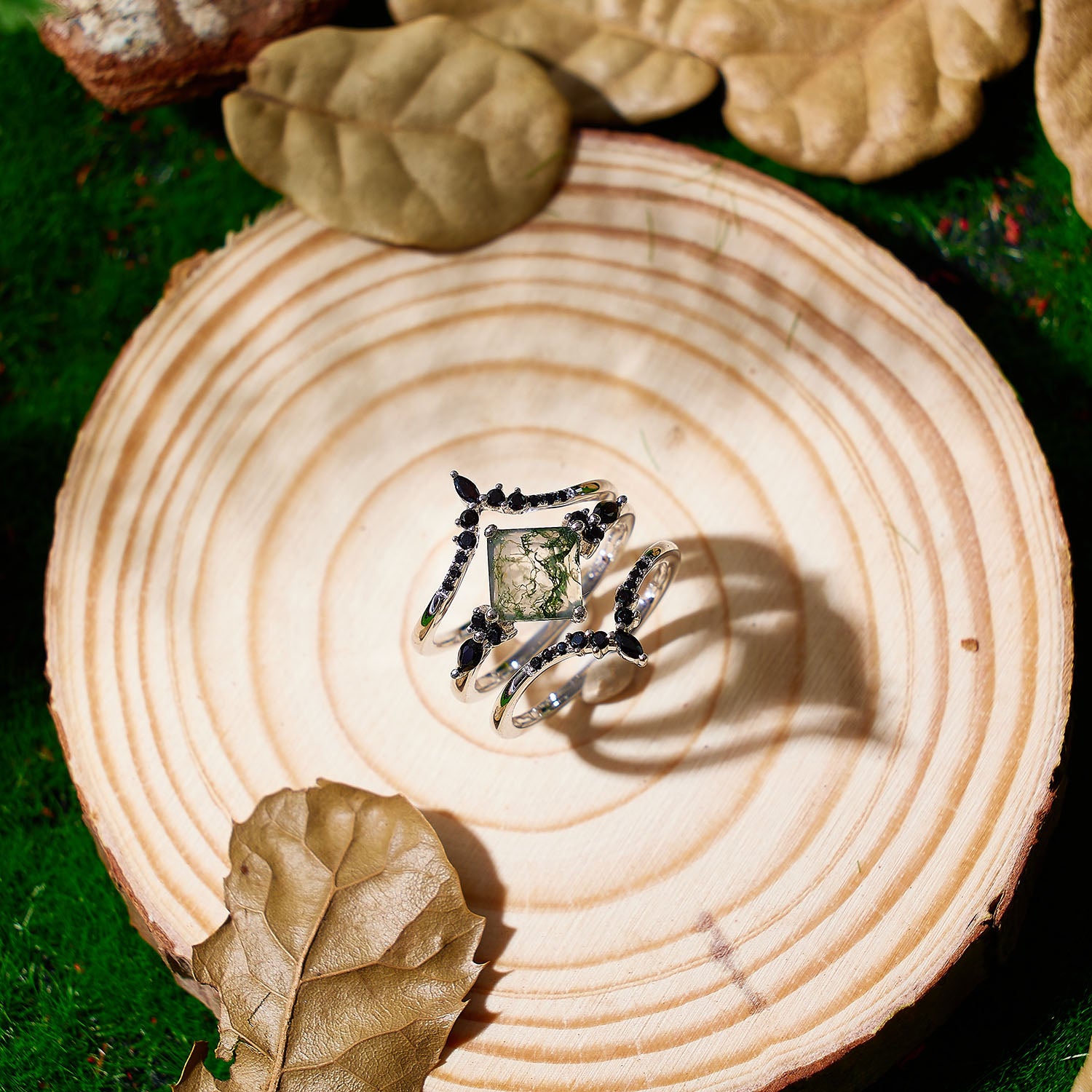Twilight Moss Agate Stacking Set