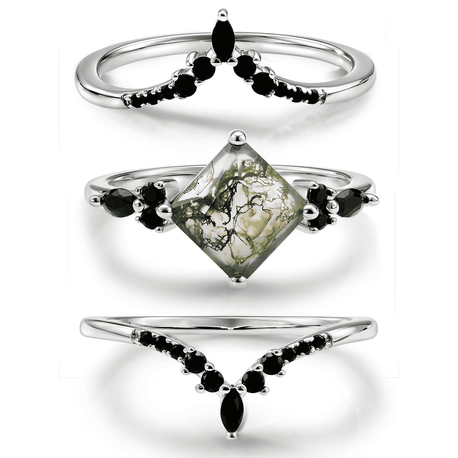Twilight Moss Agate Stacking Set