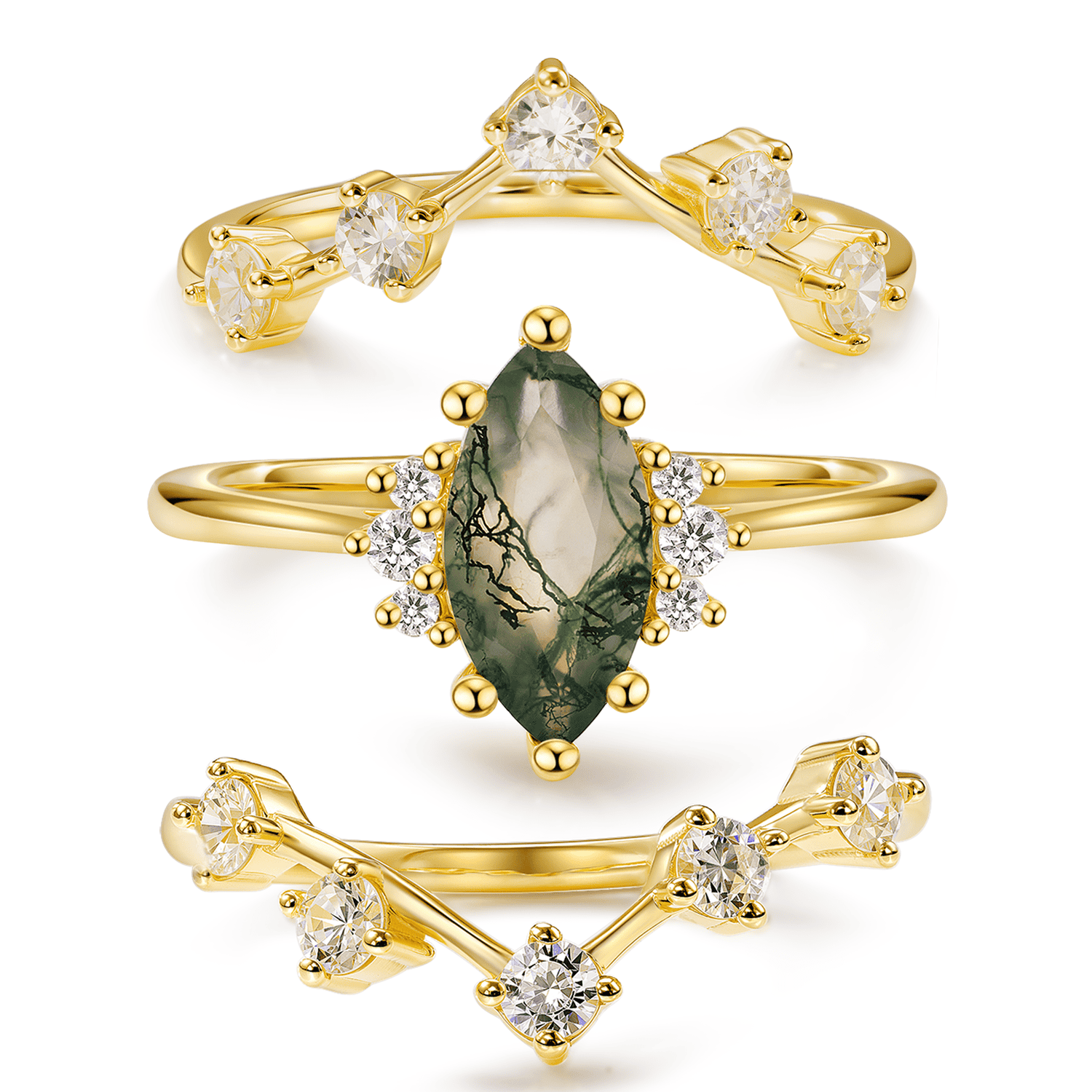 Luminary Moss Agate Stacking Set Ring