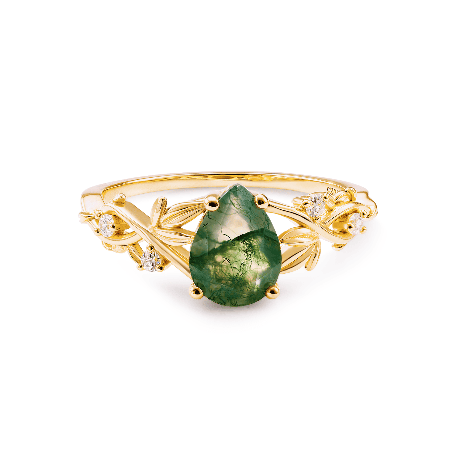 Emerald Whisper Moss Agate Ring