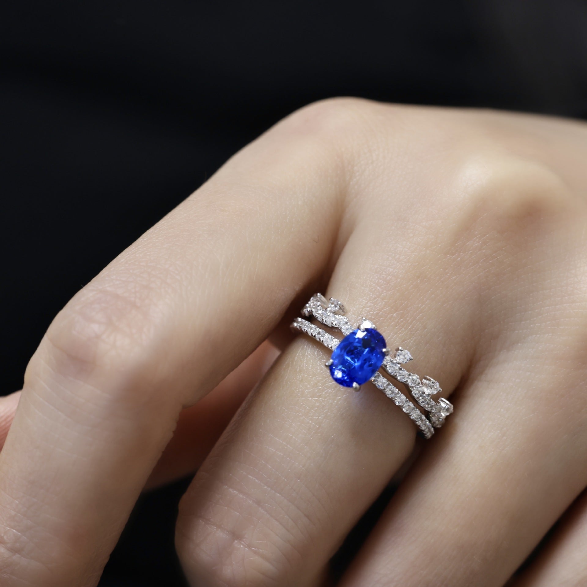 Aurelia Oval-Cut Sapphire Crown Ring