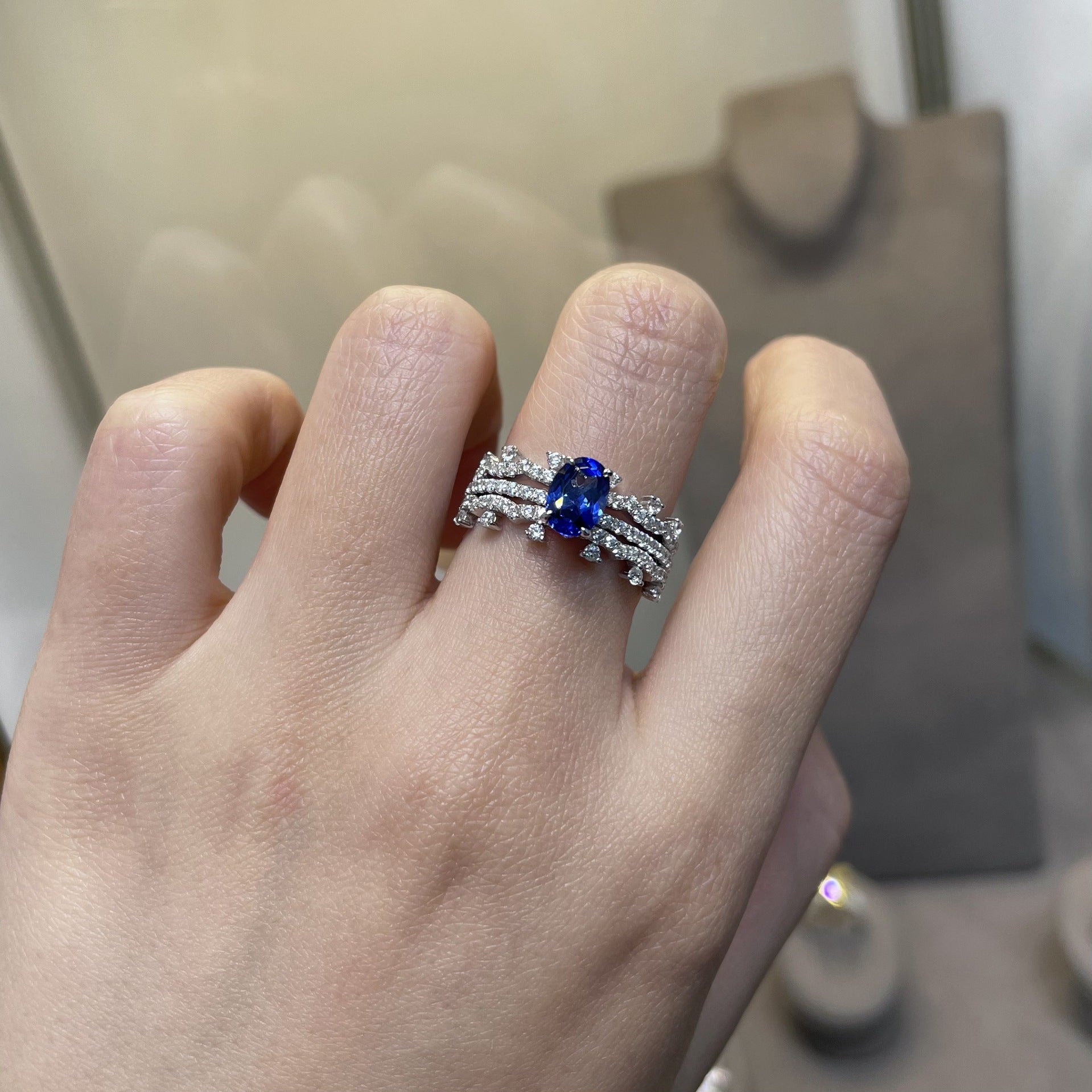 Aurelia Oval-Cut Sapphire Crown Ring