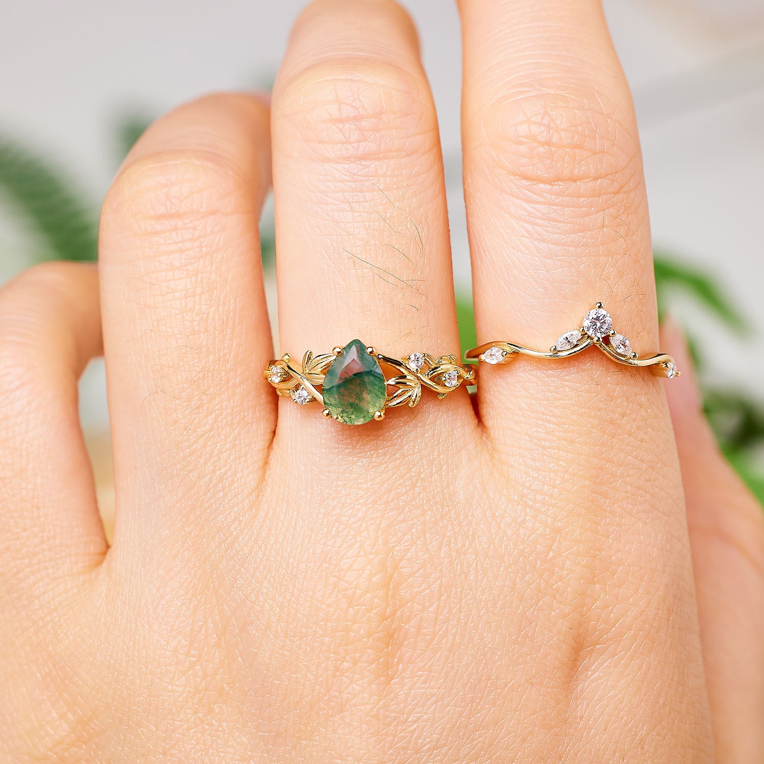 Emerald Whisper Moss Agate Ring