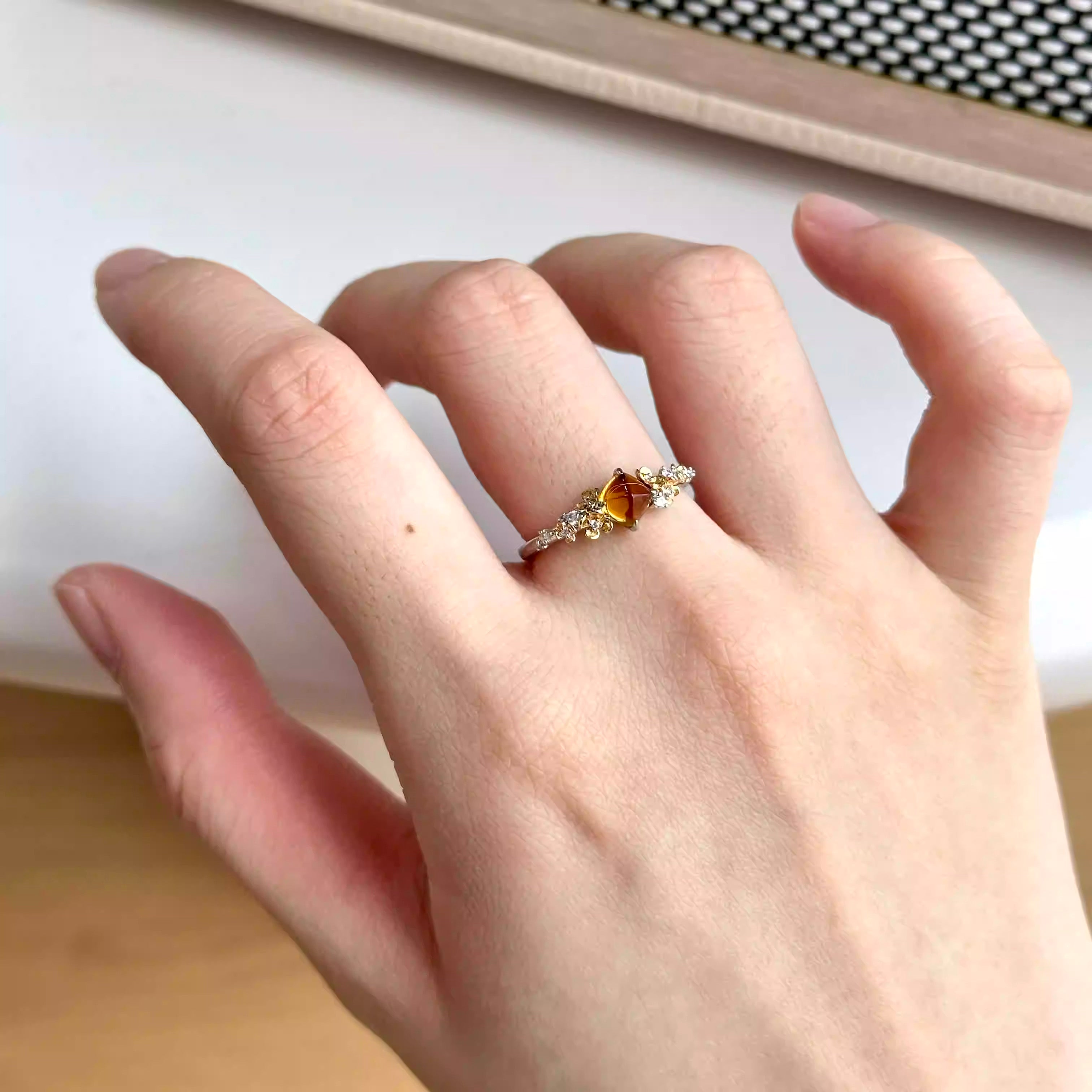 Amber Petal Citrine Ring