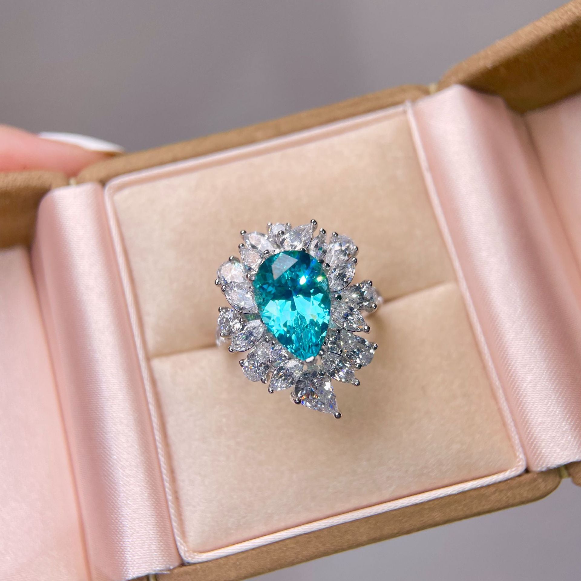 Celeste Halo Pear Cut Tourmaline Ring