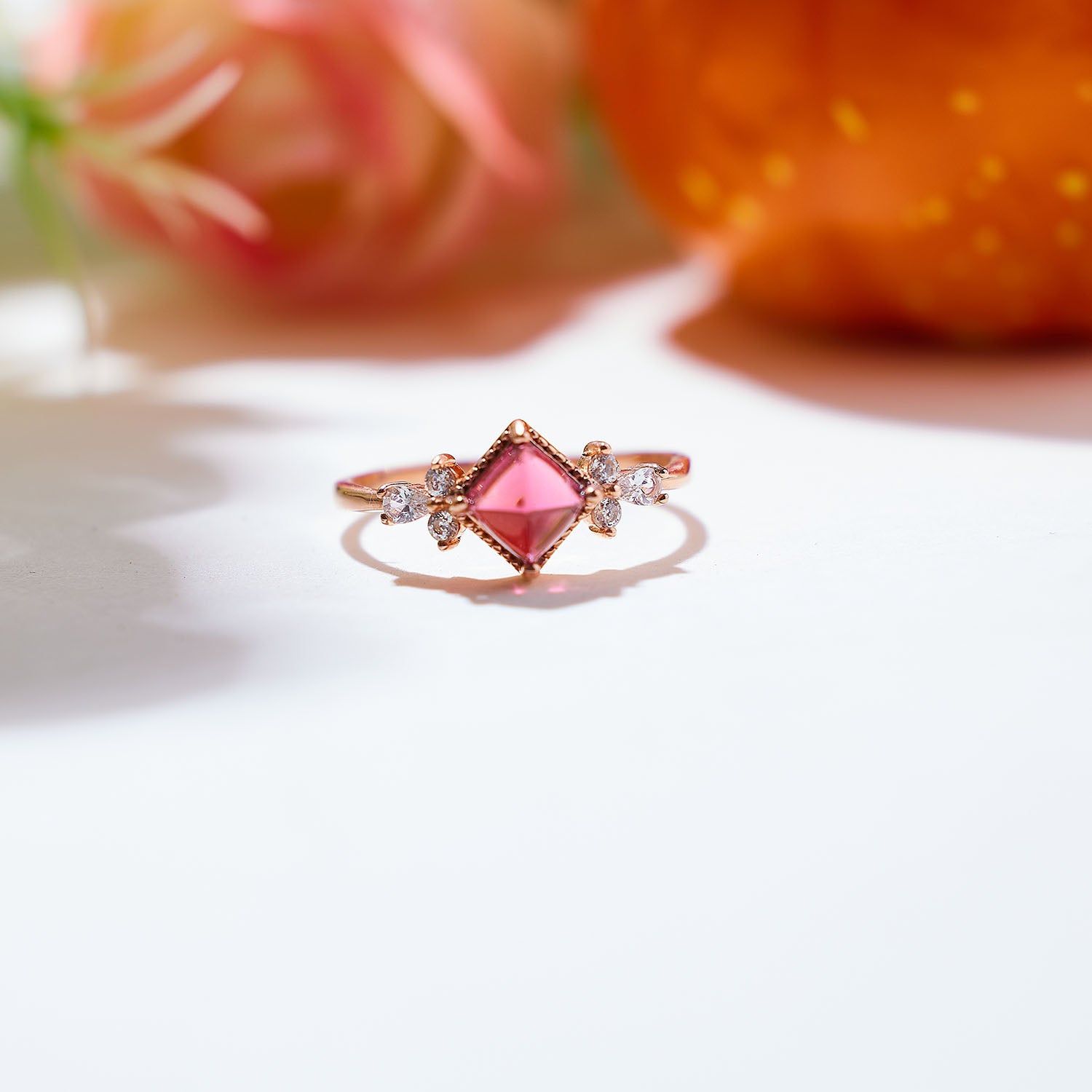 Rosy Twilight Red Garnet Ring
