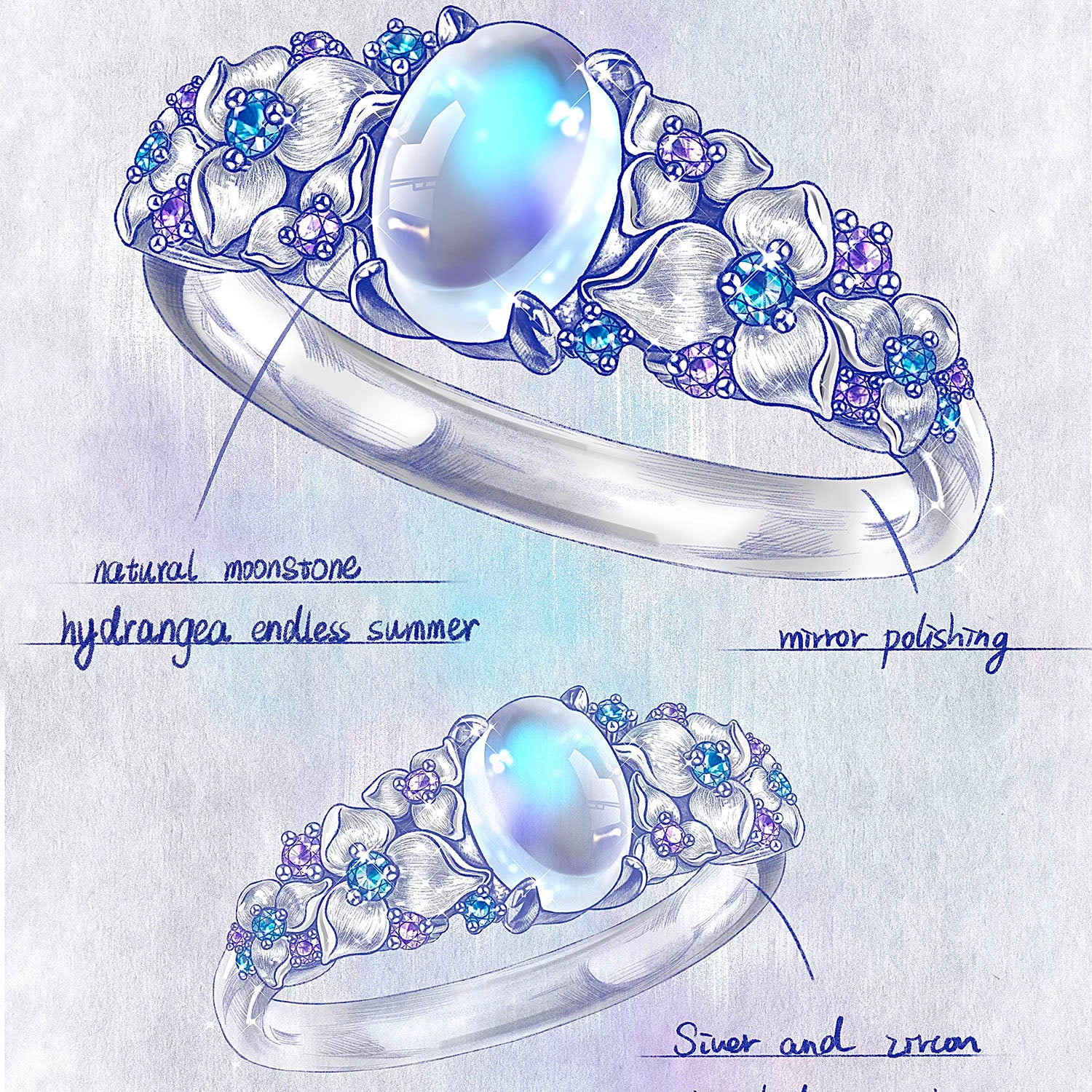 Aurora Moonstone Ring