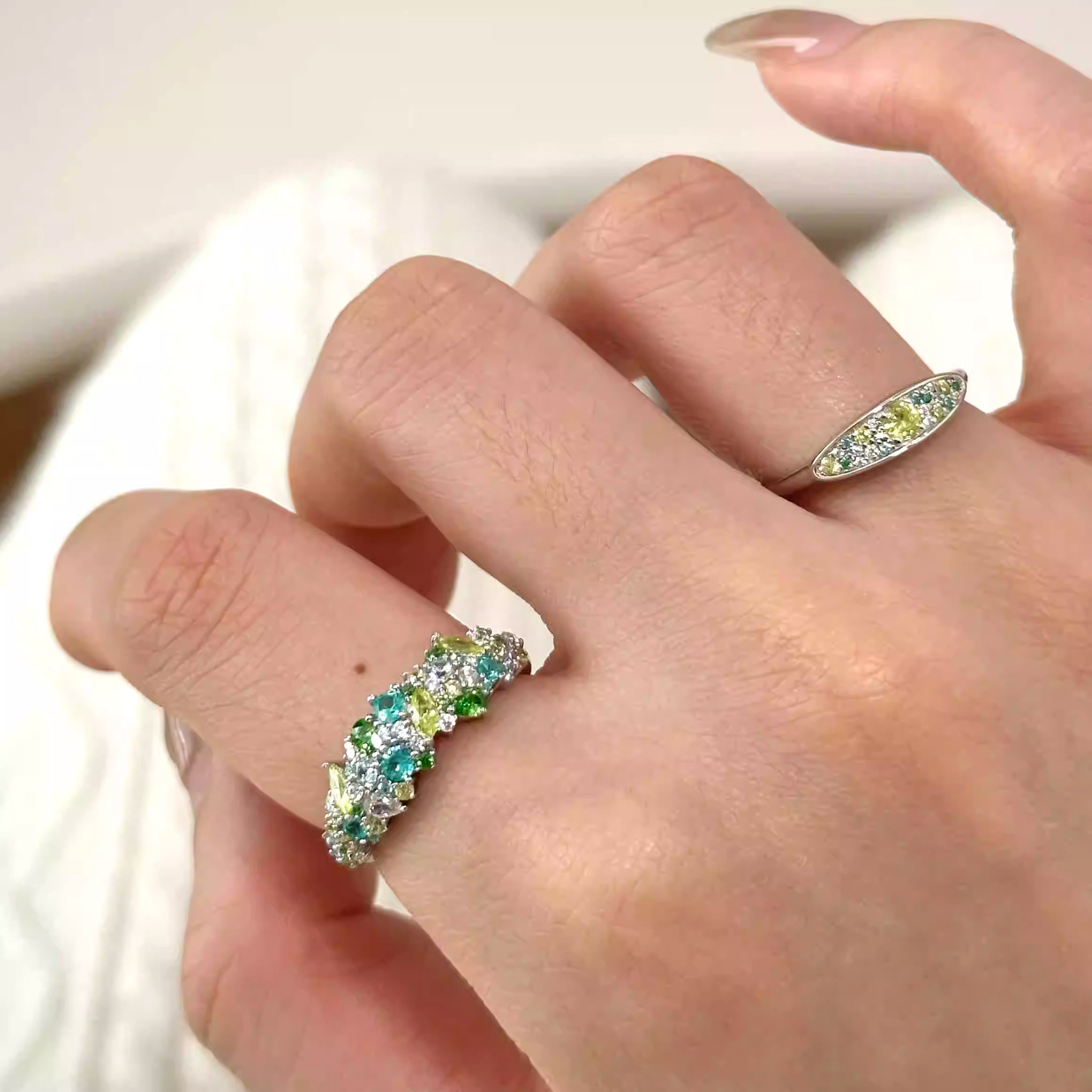 Mint Green Diamond Ring