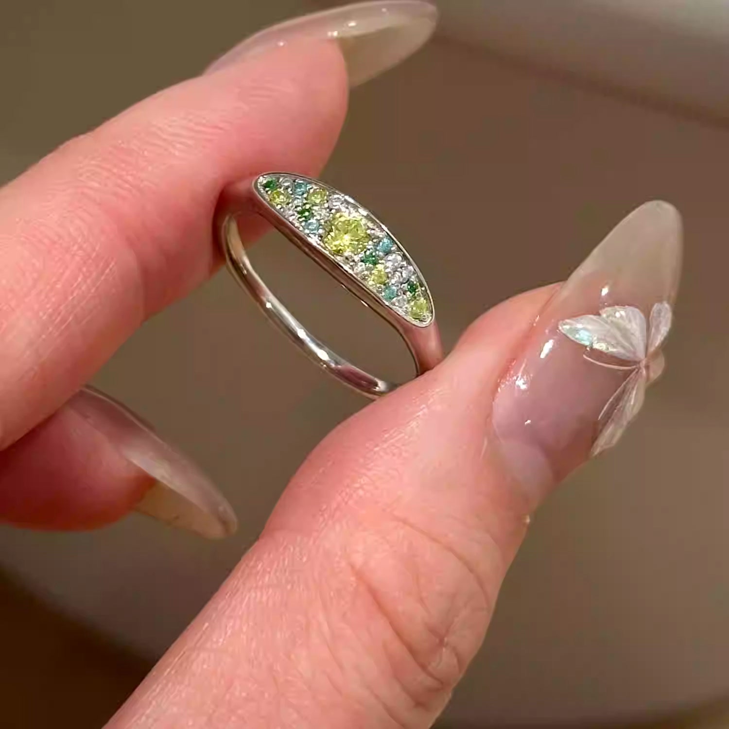 Mint Green Diamond Ring