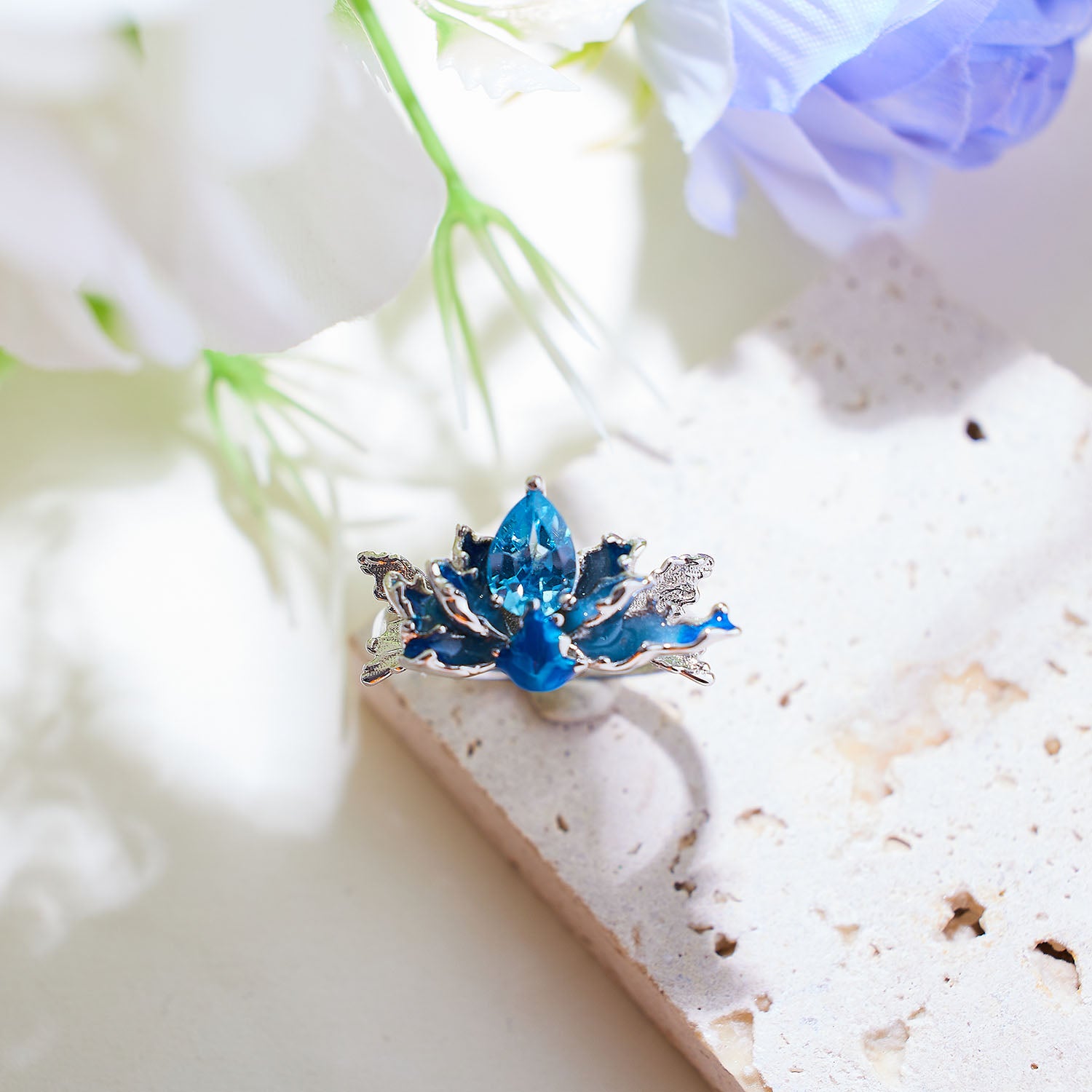 Ocean Blossom Topaz Ring