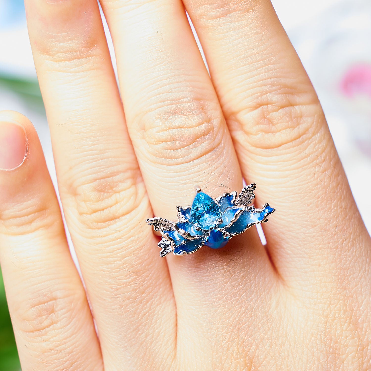 Ocean Blossom Topaz Ring
