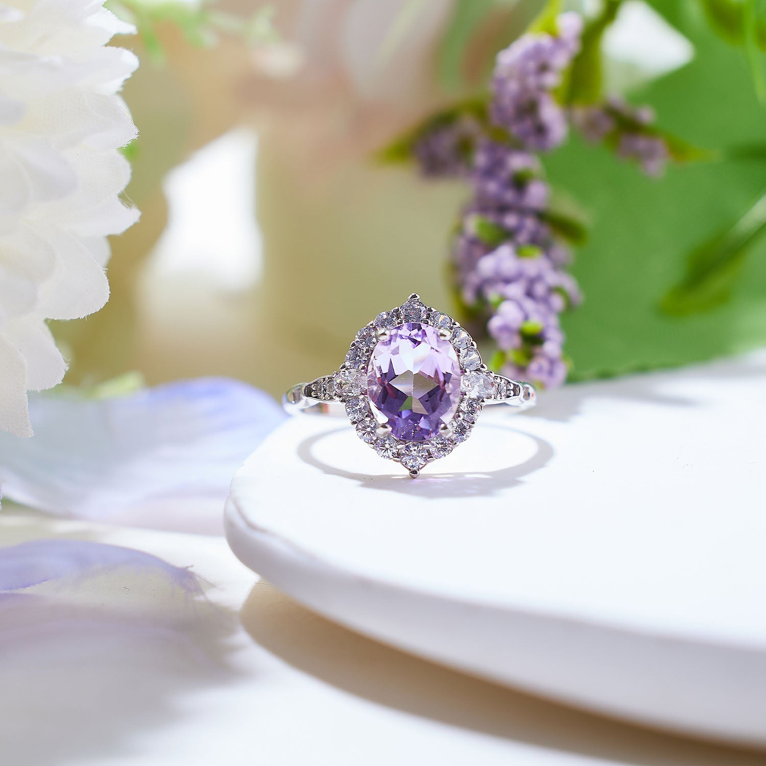 Violet Blooms Amethyst Ring