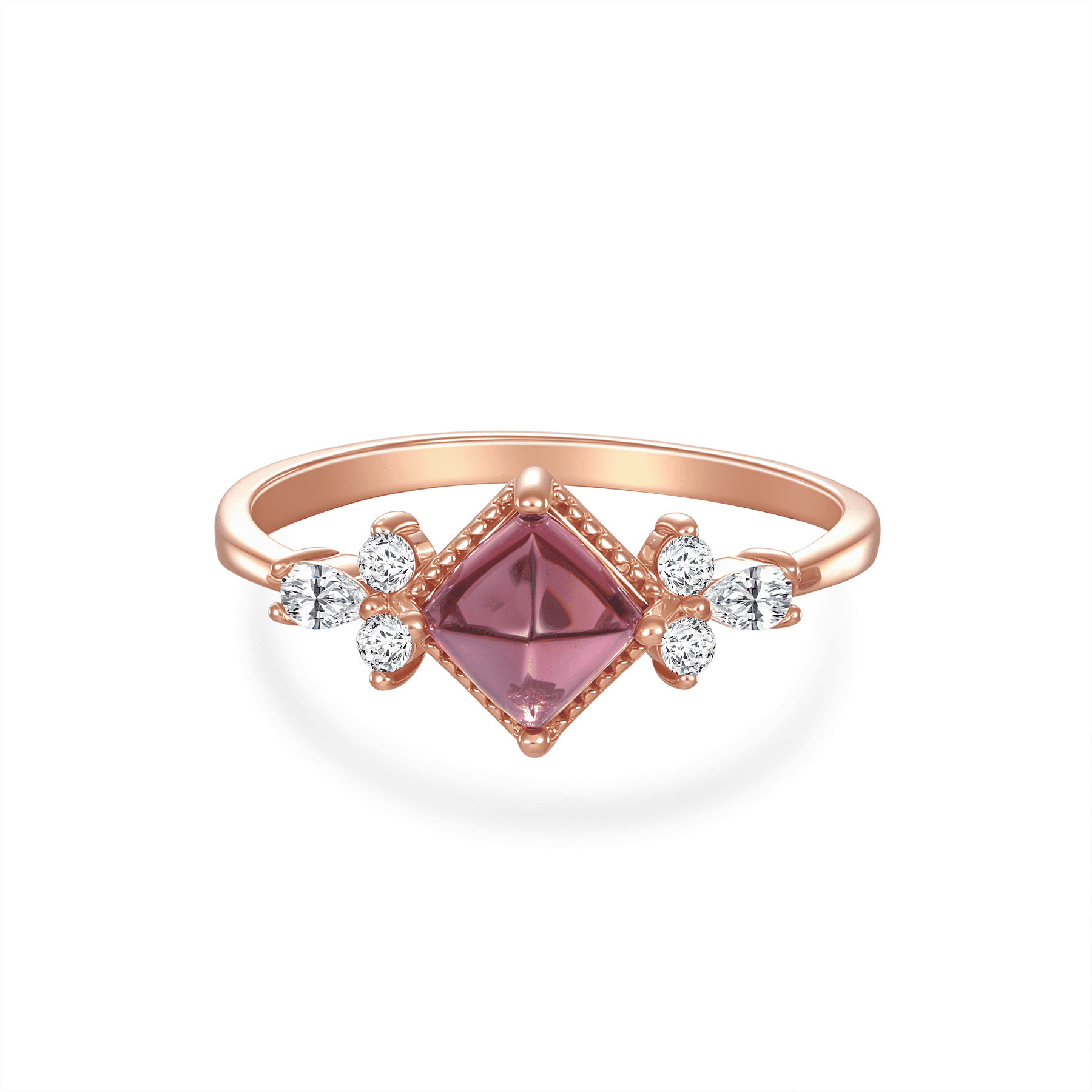 Rosy Twilight Red Garnet Ring