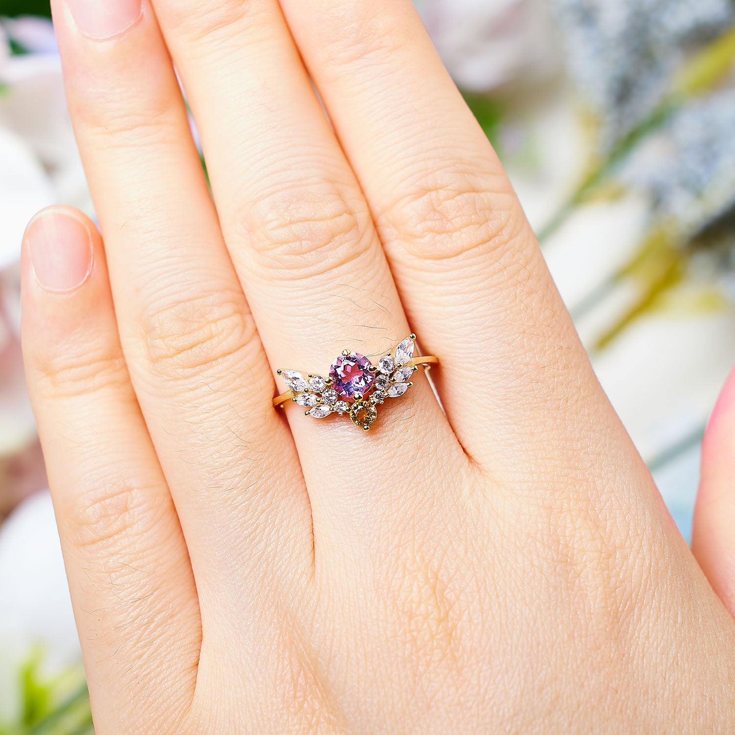 Starlit Whisper Amethyst Ring