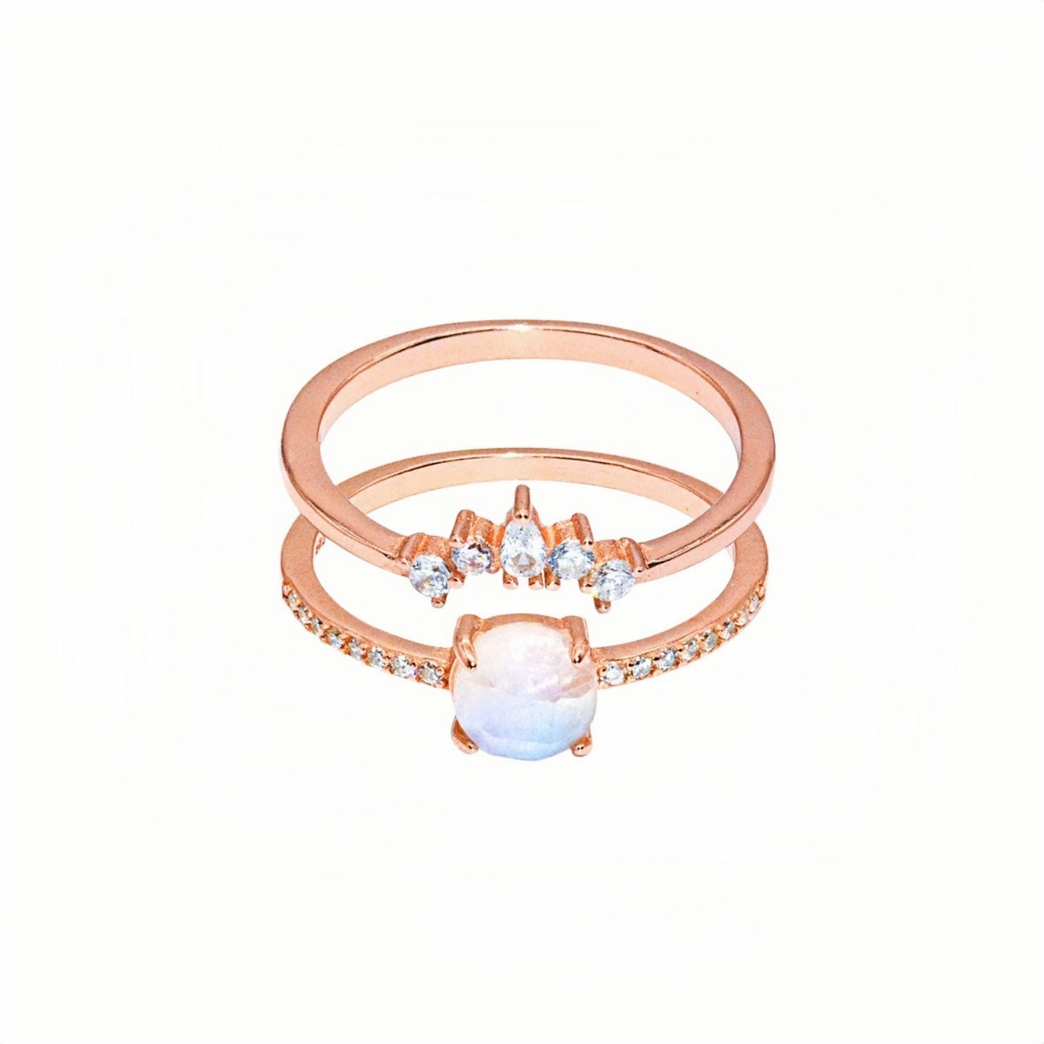 Aurora Moonstone Ring Set