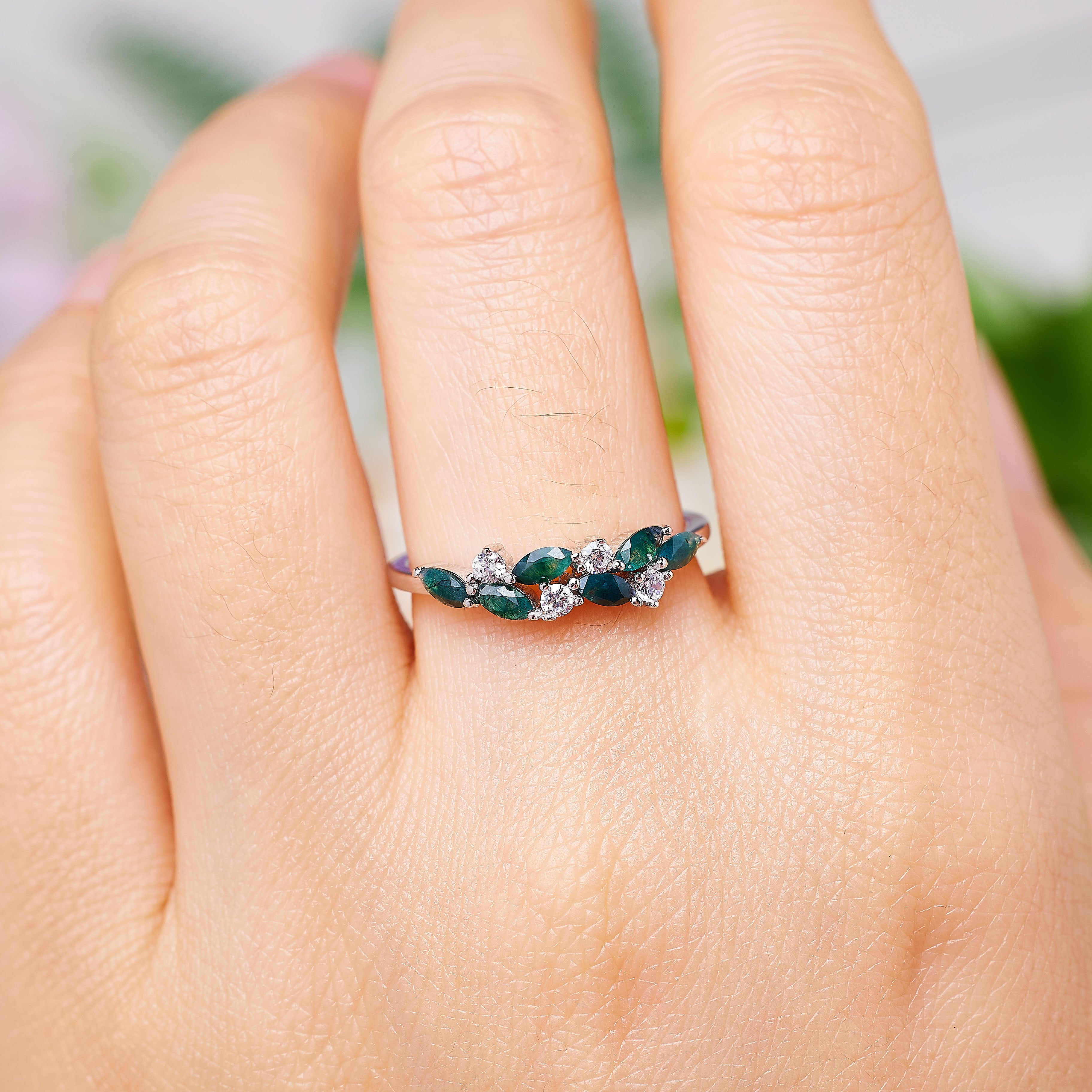 Dewdrop Moss Agate  Ring