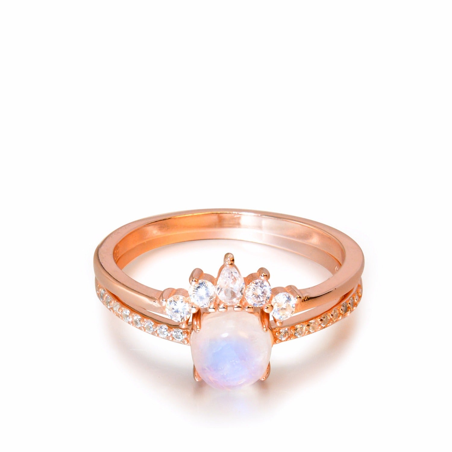 Aurora Moonstone Ring Set