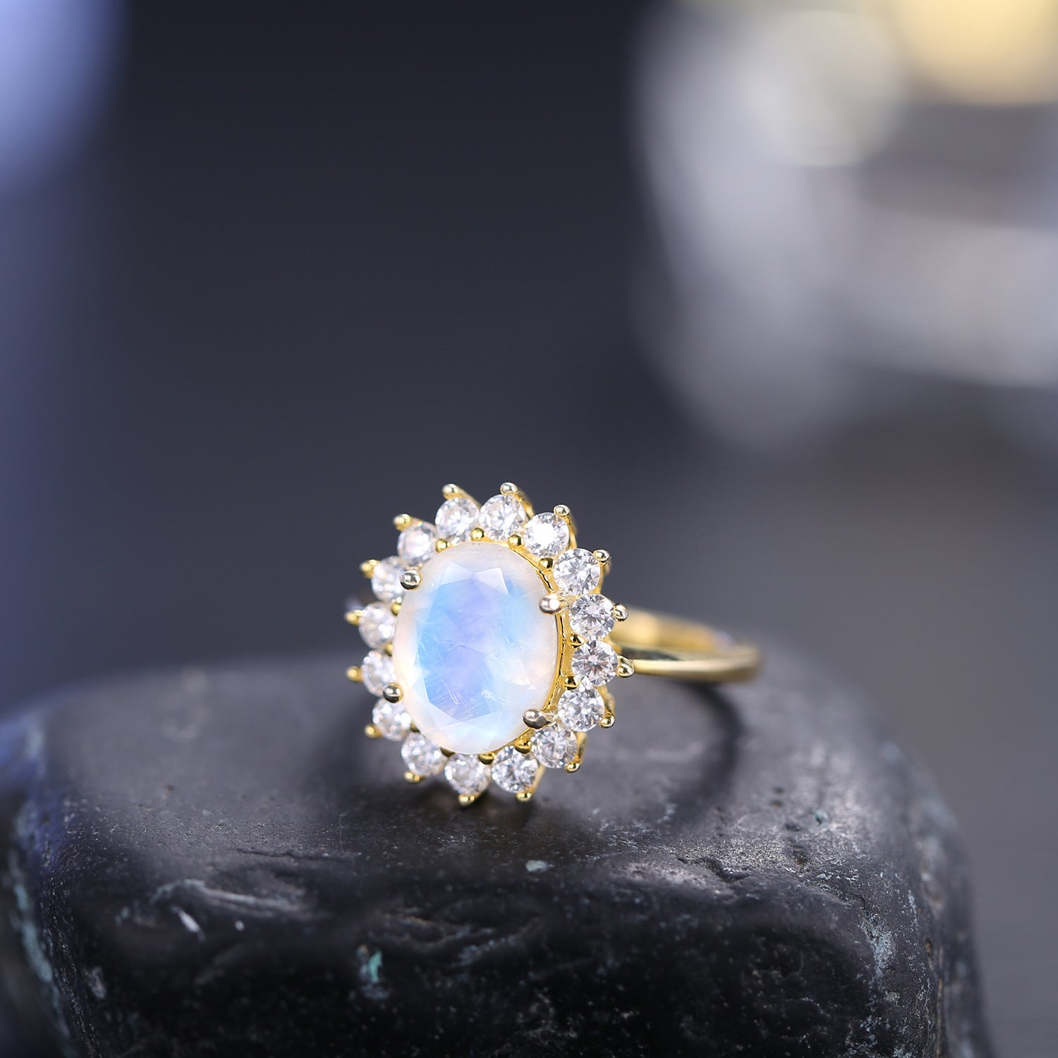 sunflower Moonstone Ring