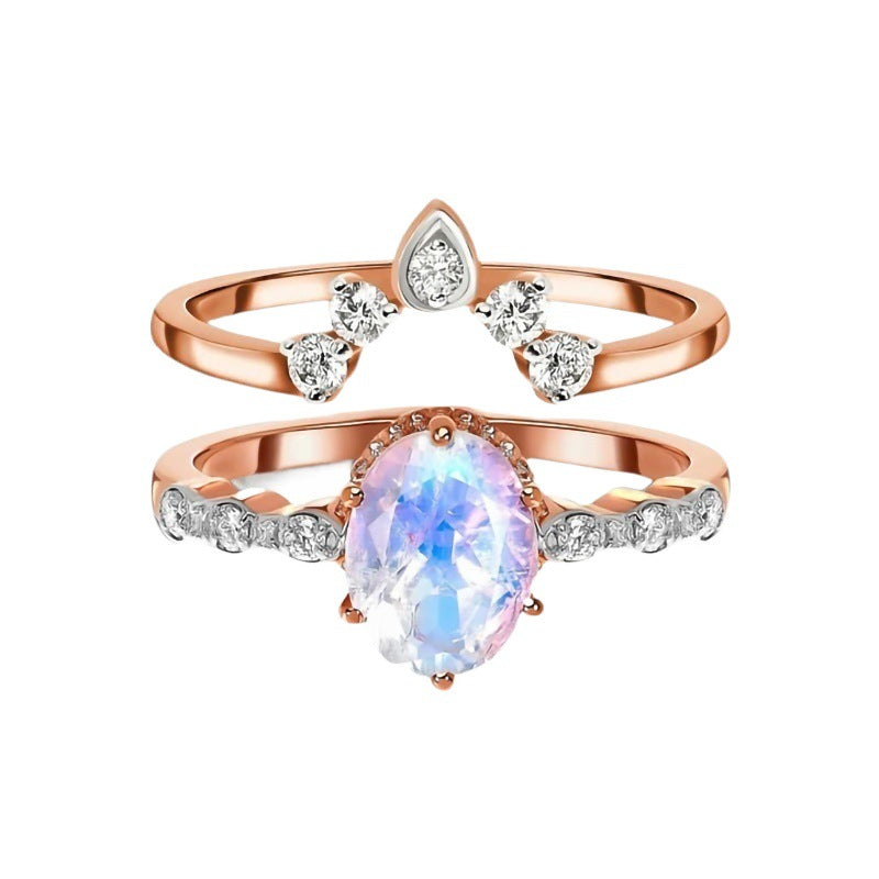 Fleur Moonstone Ring Set