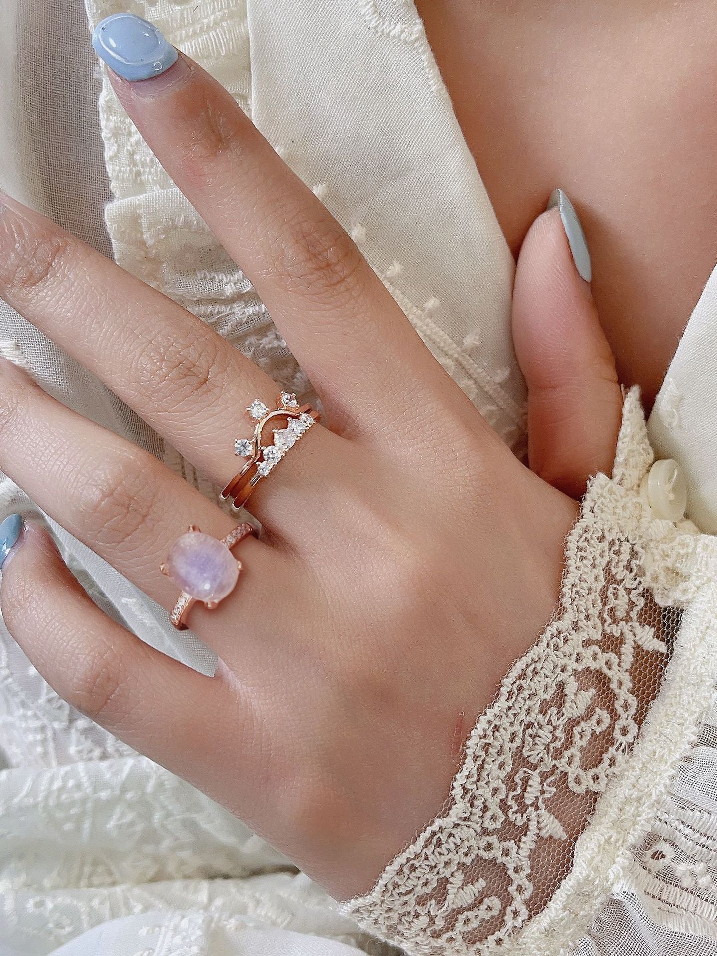 Ophelia Moonstone Ring Set