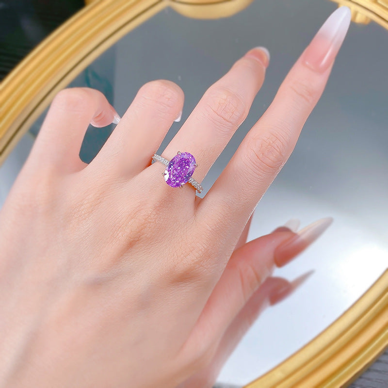 Purple Diamond Ring - Radiant