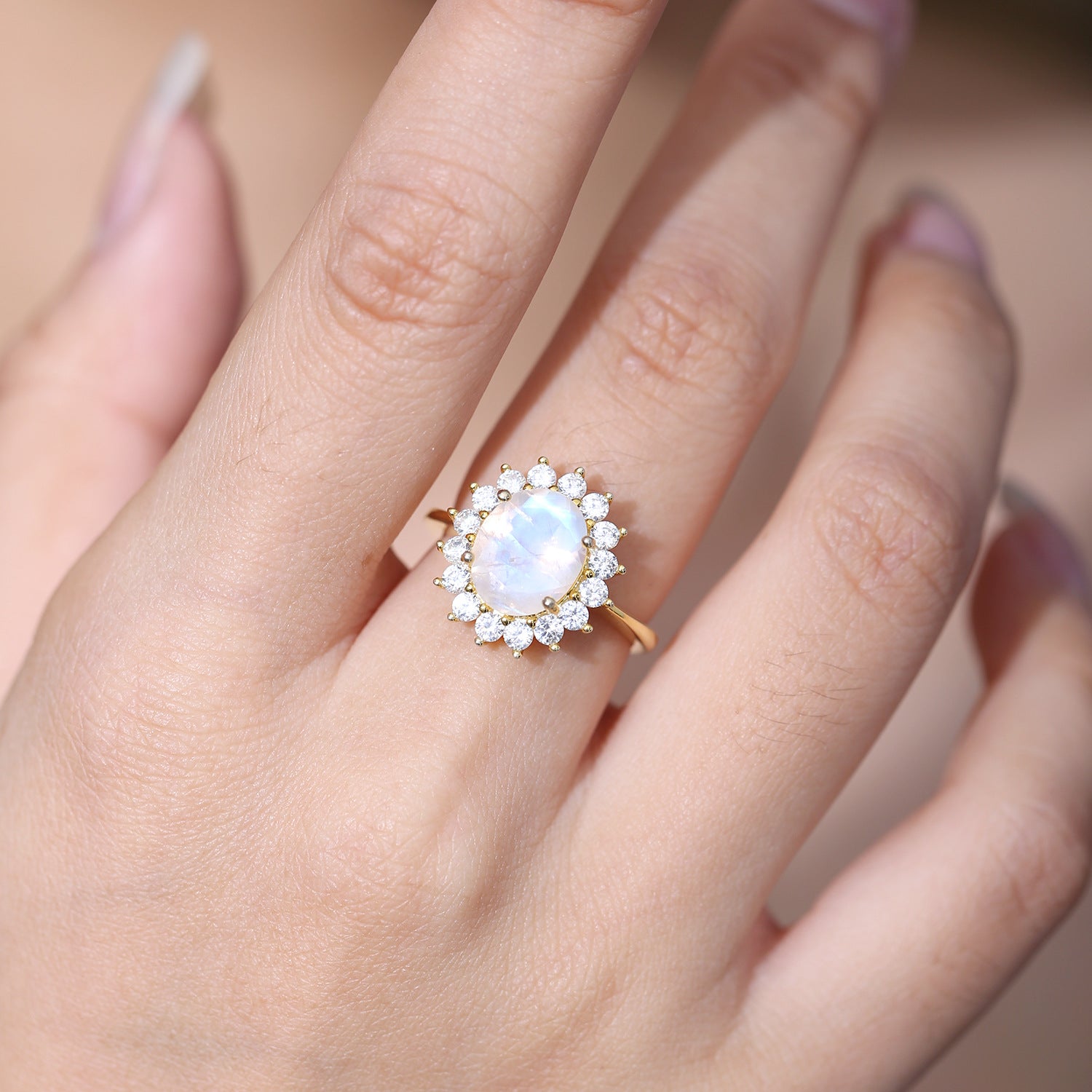 sunflower Moonstone Ring