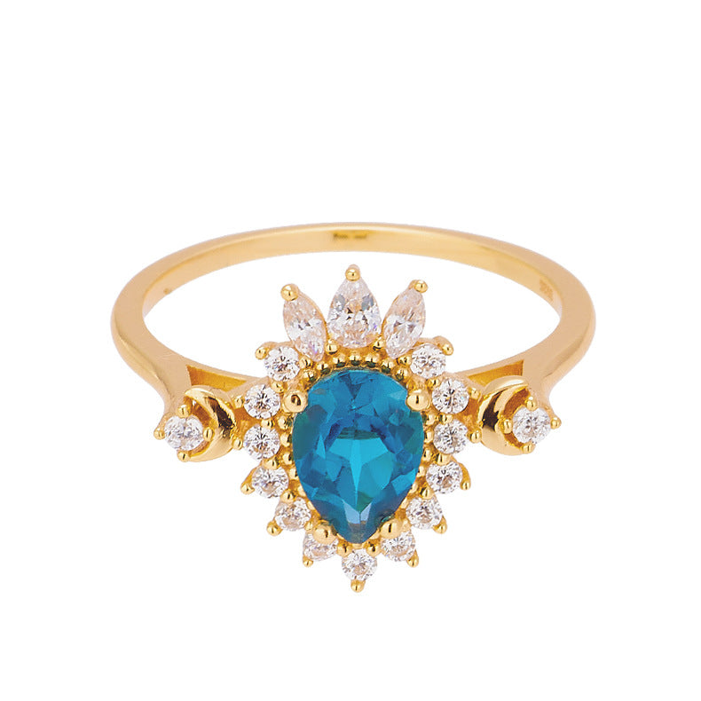 Dahlia Aquamarine Blue Topaz Ring