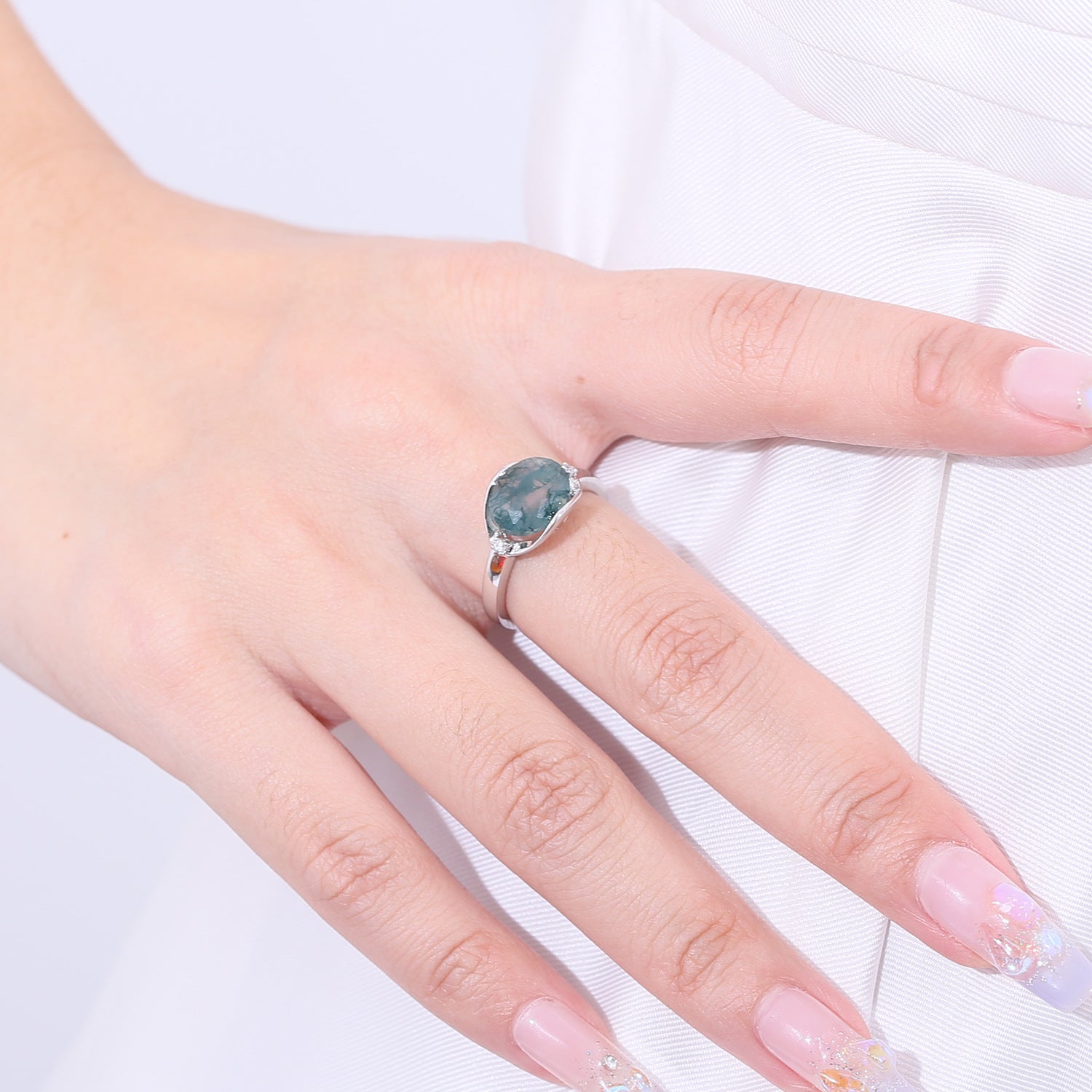 Oasis Moss Agate Ring