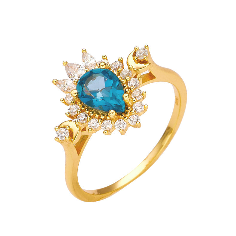 Dahlia Aquamarine Blue Topaz Ring