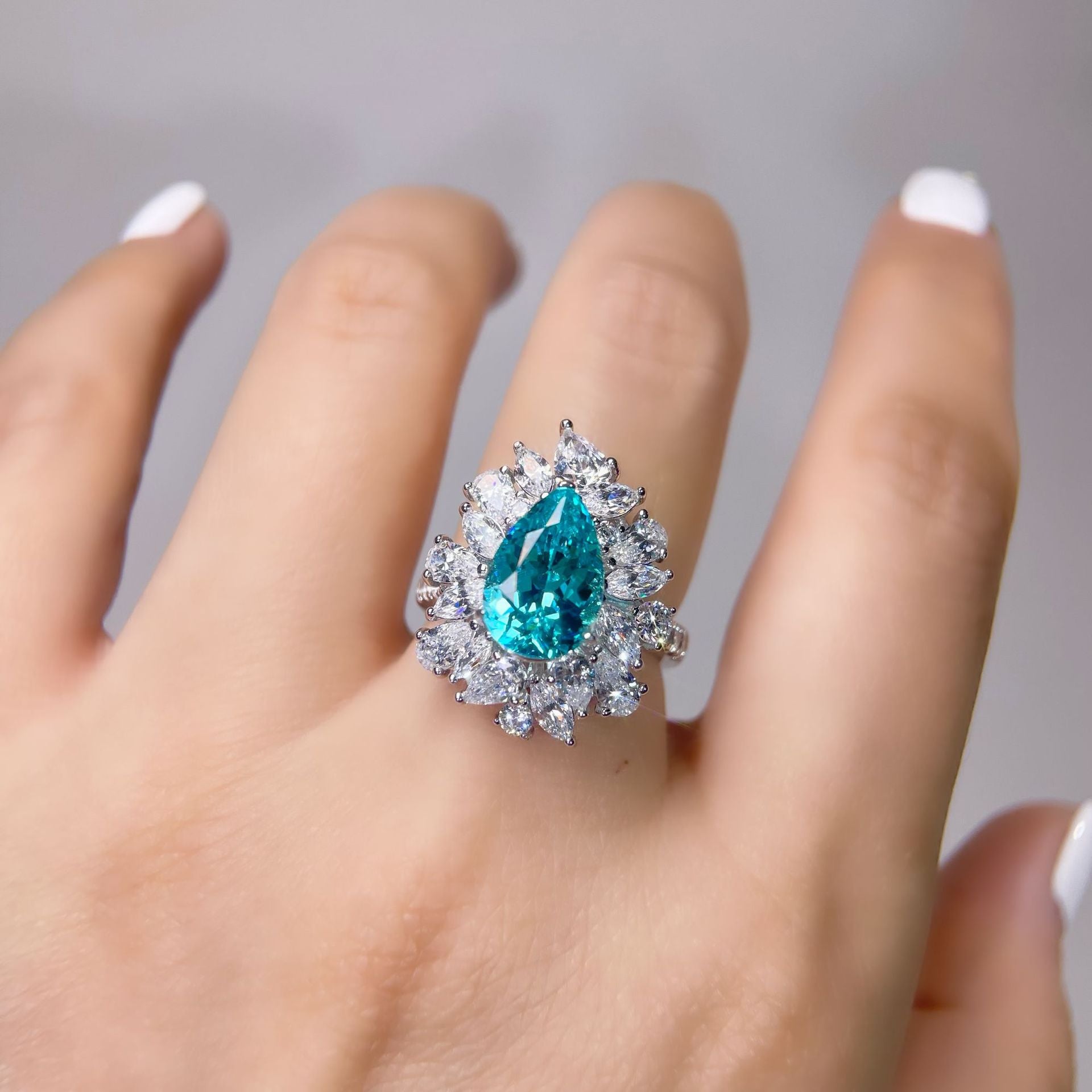 Celeste Halo Pear Cut Tourmaline Ring