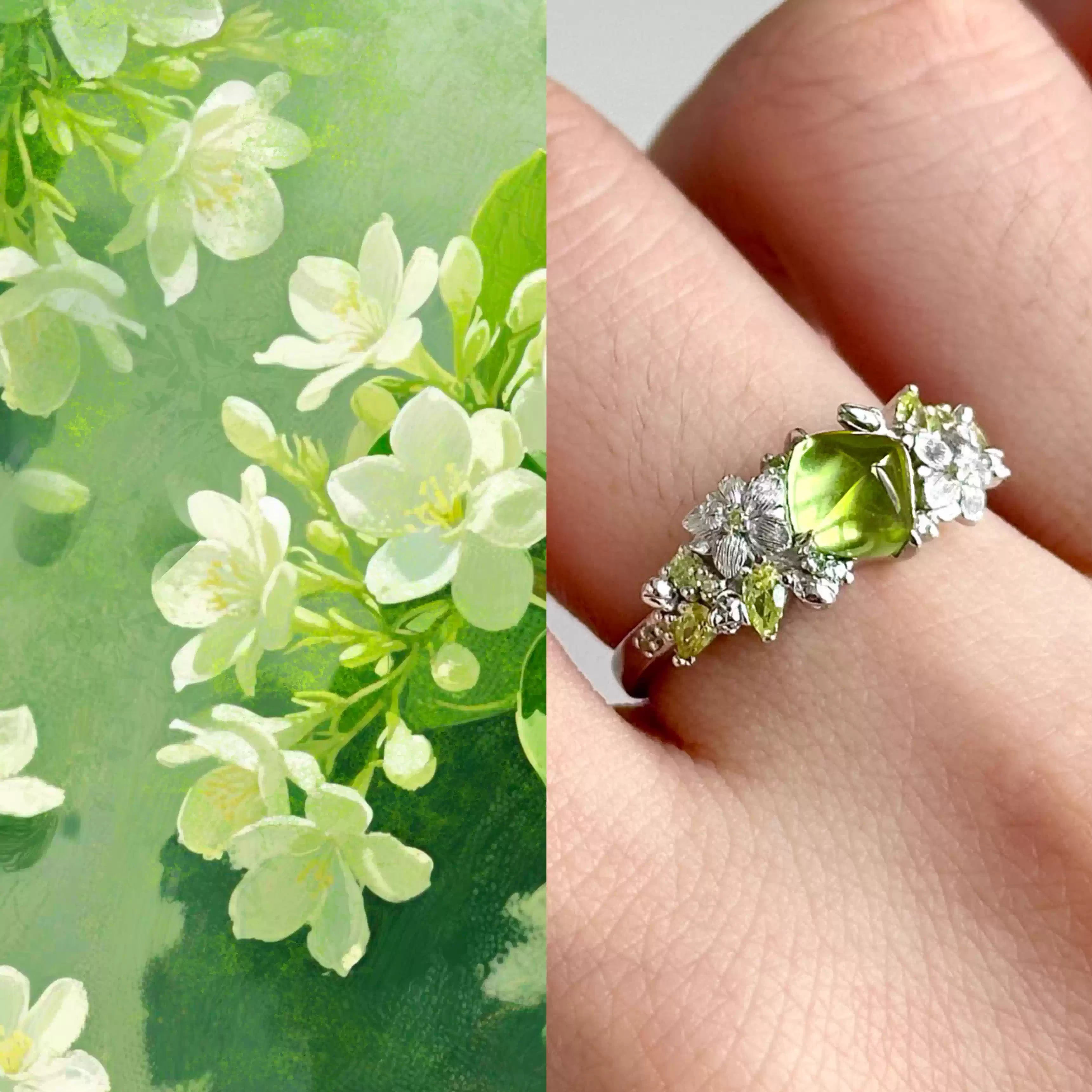 Verdant Bloom Peridot Ring